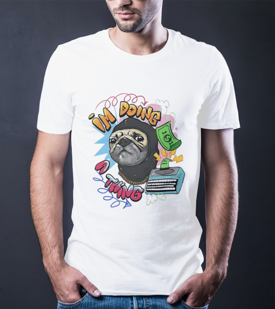 Roodabeguh Im Doing A Thing Funny Sloth In With Money And Typewriter T-Shirt