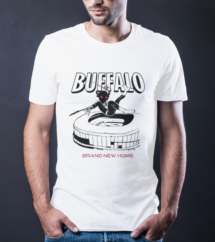 Buffalo Spider Man Swinging Brand New Home Stadium Marvel T-Shirt