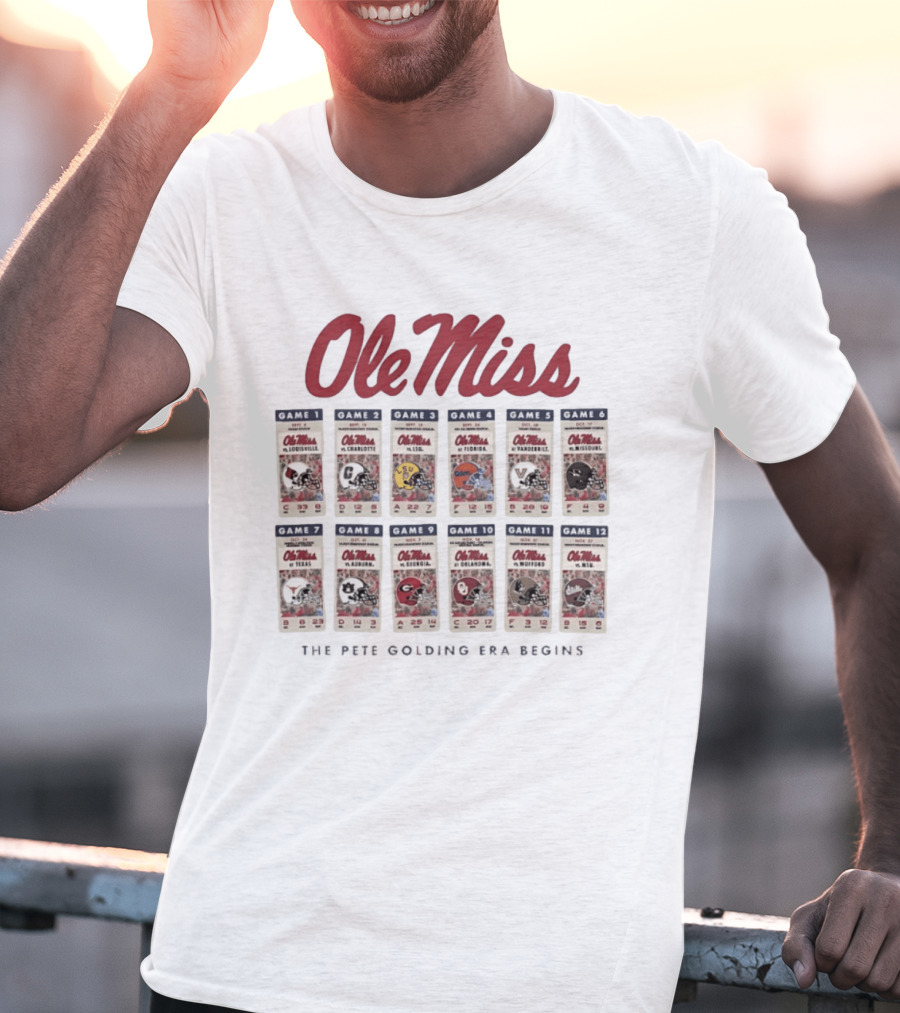 Ole Miss 2026 Football Schedule Louisville Charlotte LSU Florida Vanderbilt Arkansas Texas Auburn Georgia Oklahoma Wofford Mississippi State T-Shirt