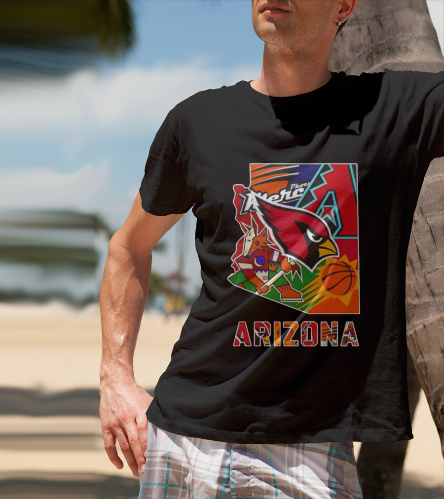 Arizona Cardinals Diamondbacks Suns Mercury Coyotes Sports Teams Map 2026 T-Shirt