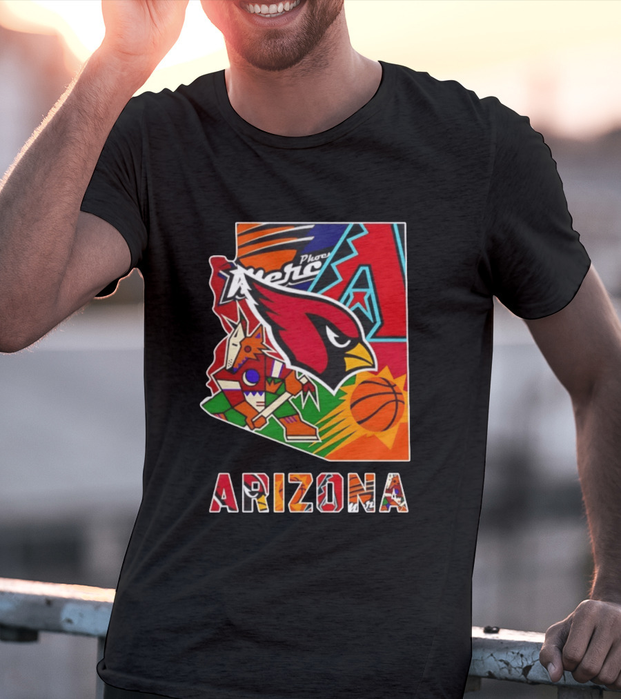 Arizona Cardinals Diamondbacks Suns Mercury Coyotes Sports Teams Map 2026 T-Shirt