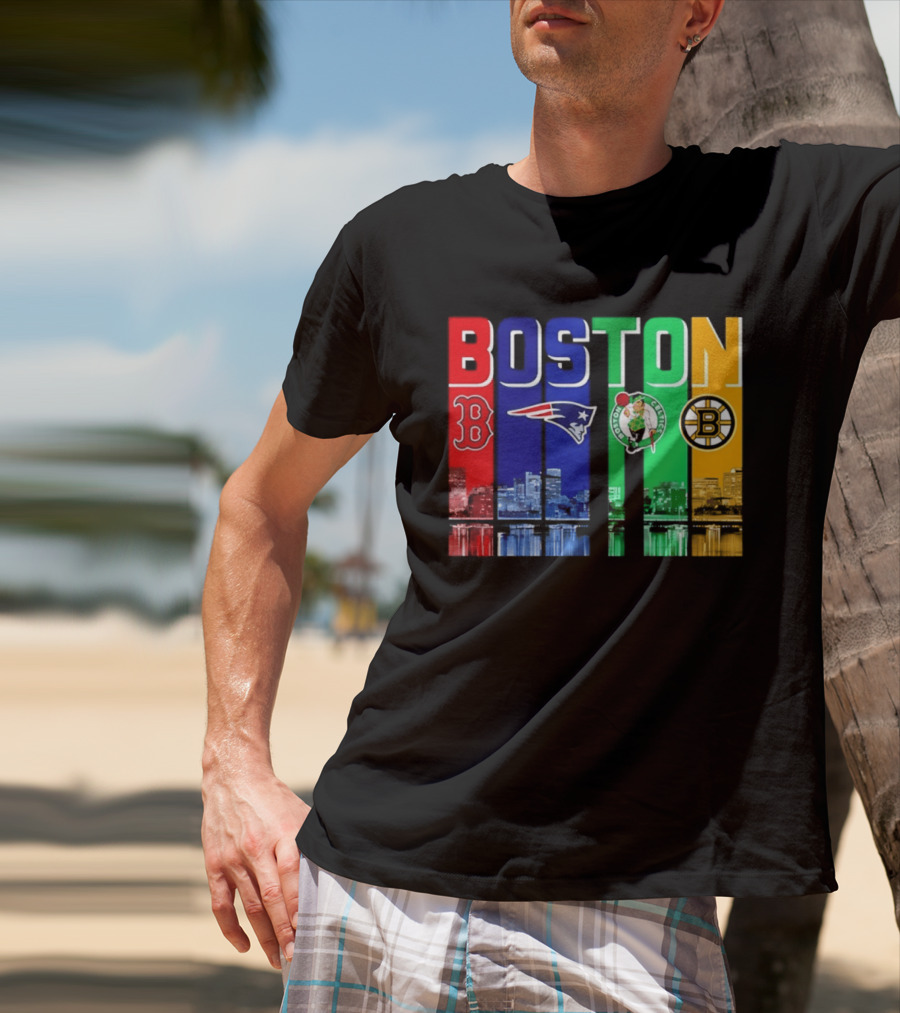 Boston Red Sox Patriots Celtics Bruins Skyline T-Shirt