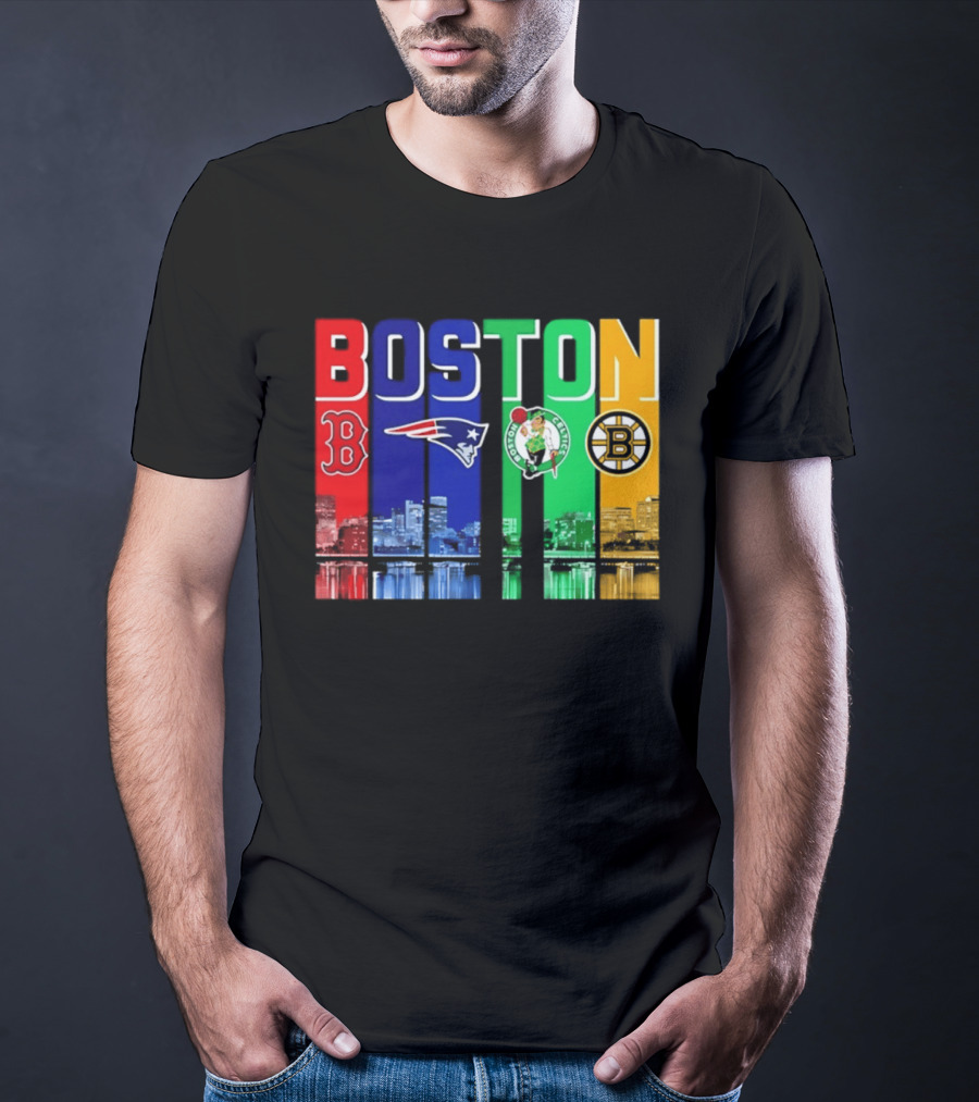 Boston Red Sox Patriots Celtics Bruins Skyline T-Shirt