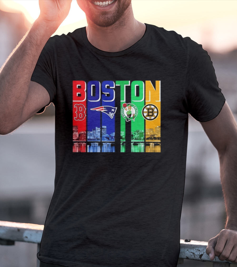 Boston Red Sox Patriots Celtics Bruins Skyline T-Shirt