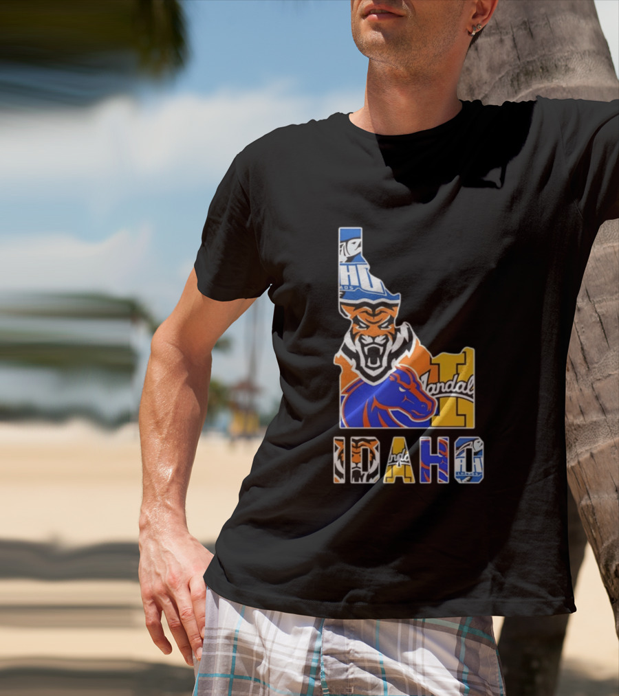 Idaho State Bengals Boise State Broncos Vandals Map Collage 2026 T-Shirt