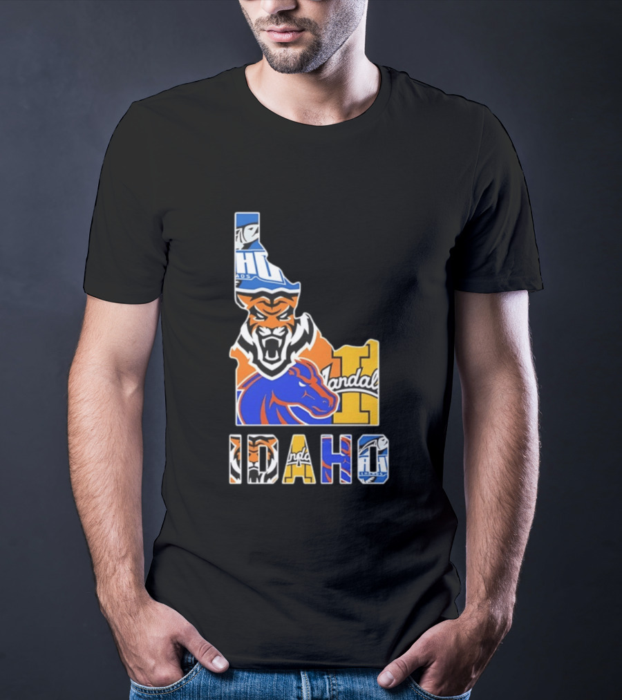 Idaho State Bengals Boise State Broncos Vandals Map Collage 2026 T-Shirt