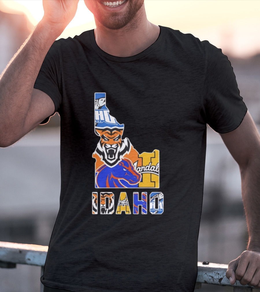 Idaho State Bengals Boise State Broncos Vandals Map Collage 2026 T-Shirt
