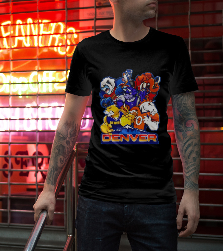 Denver Sports Teams Mascot Collage Featuring Iconic City T-Shirt