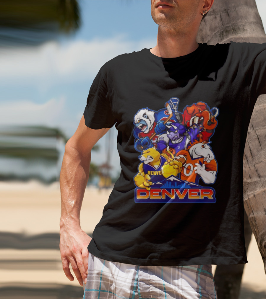 Denver Sports Teams Mascot Collage Featuring Iconic City T-Shirt