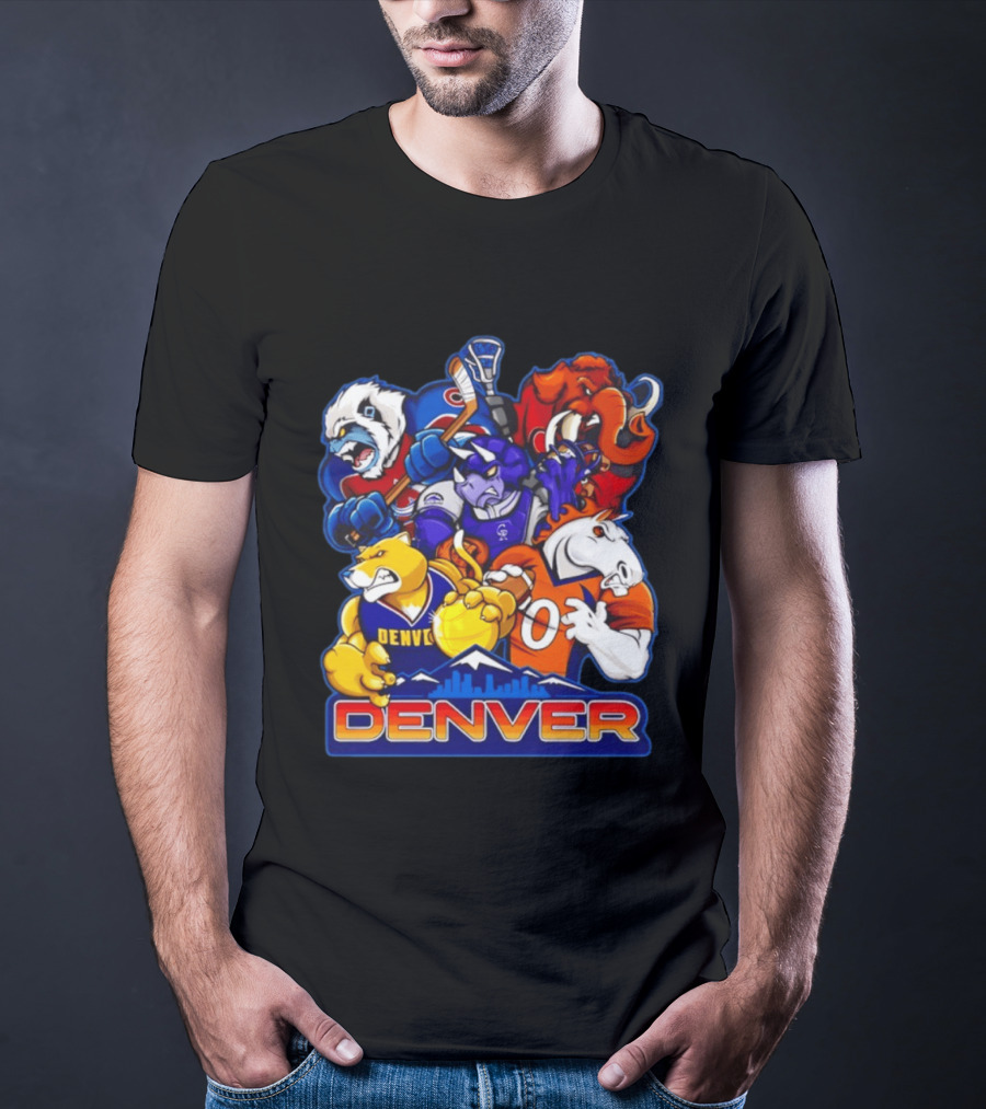 Denver Sports Teams Mascot Collage Featuring Iconic City T-Shirt