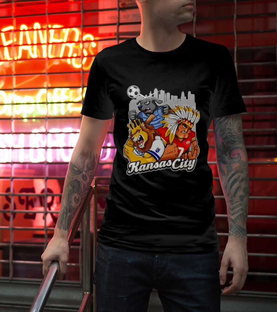 Kansas City Chiefs Royals Sporting KC Cityscape Sports Mashup T-Shirt