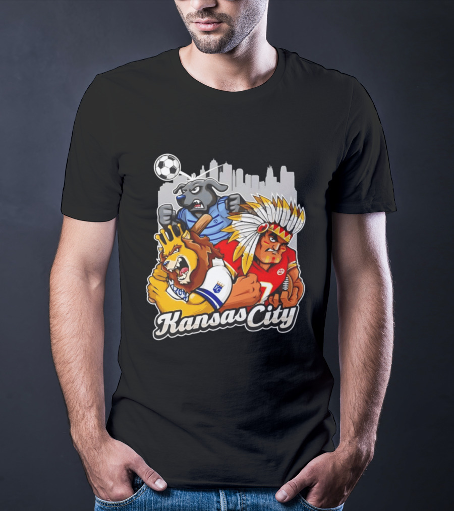 Kansas City Chiefs Royals Sporting KC Cityscape Sports Mashup T-Shirt