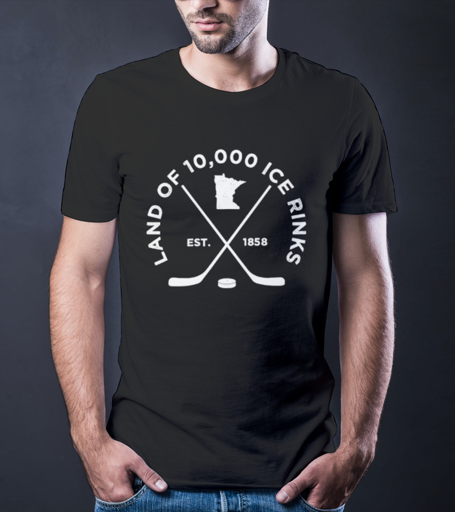Land Of 10000 Ice Rinks Est 1858 Minnesota Hockey State T-Shirt