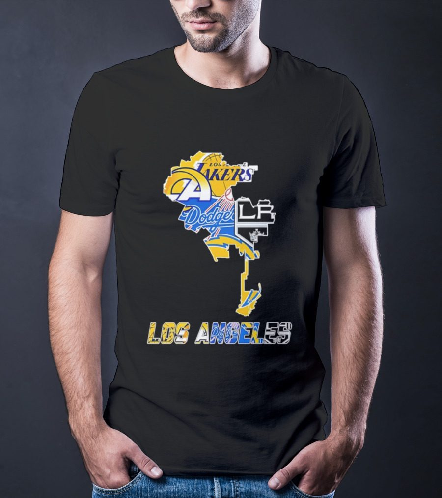 Los Angeles Lakers Dodgers Rams Chargers Kings Map Season 2026 T-Shirt