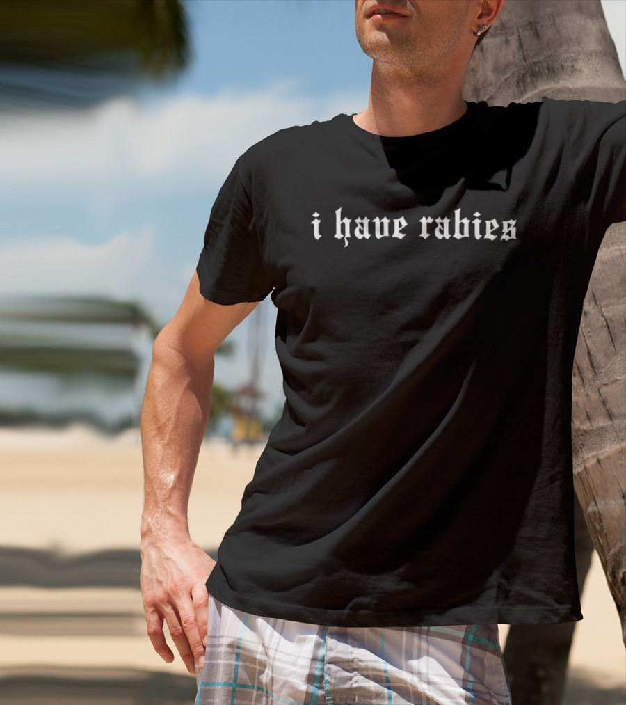 I Have Rabies Rhea Ripley Emblem White Gothic Font T-Shirt