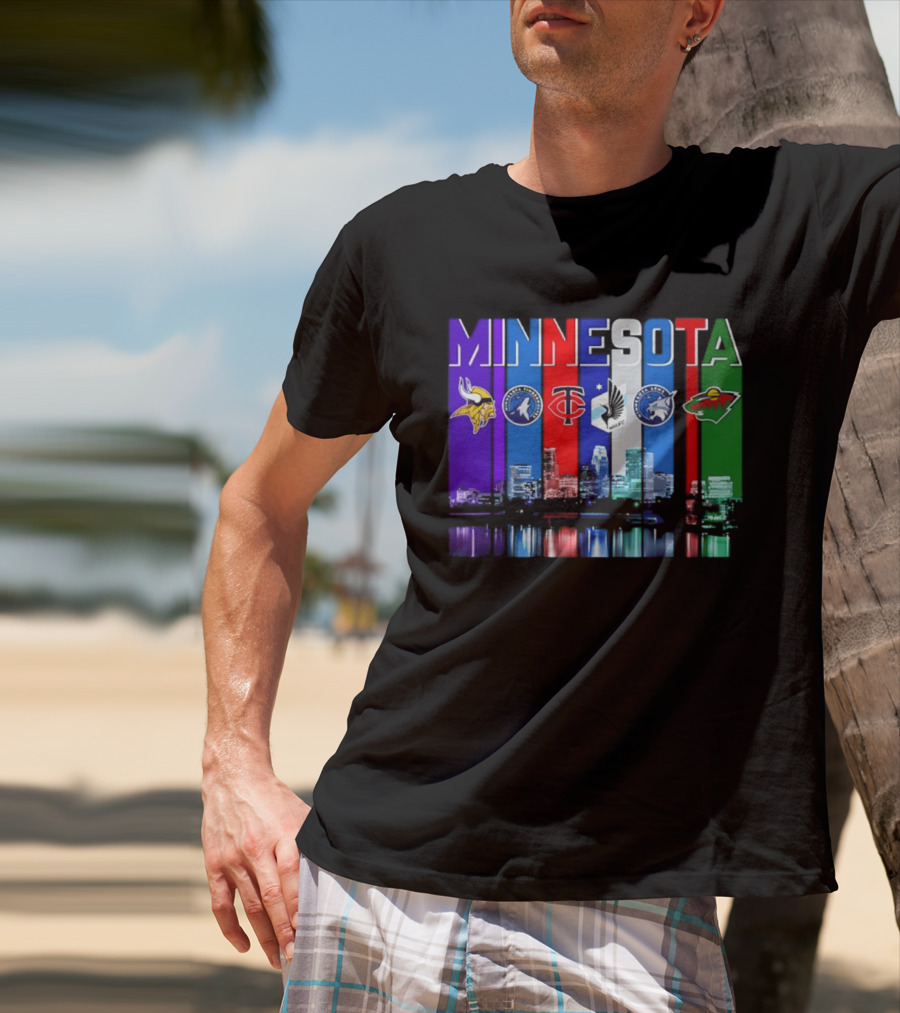 Minnesota Vikings Timberwolves Twins Lynx Wild Skyline 2026 T-Shirt