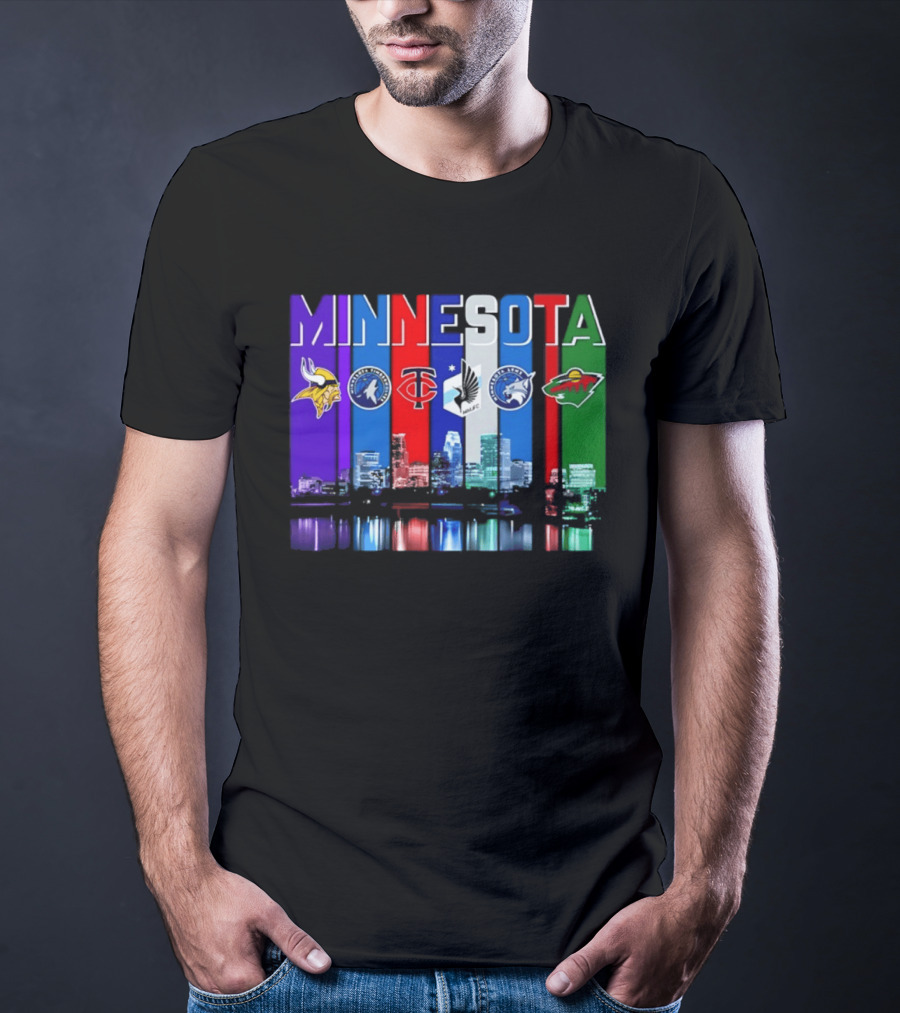 Minnesota Vikings Timberwolves Twins Lynx Wild Skyline 2026 T-Shirt