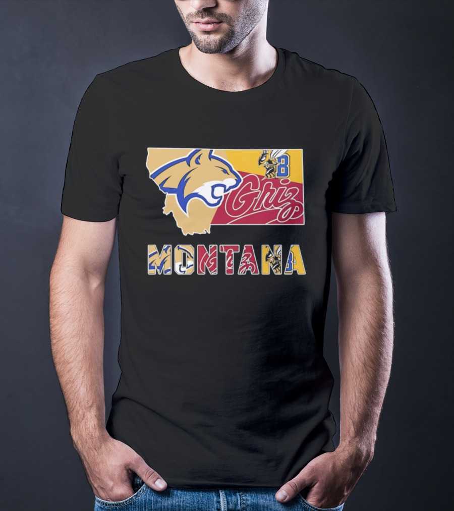 Montana Bobcats Griz 2026 College Football Map T-Shirt