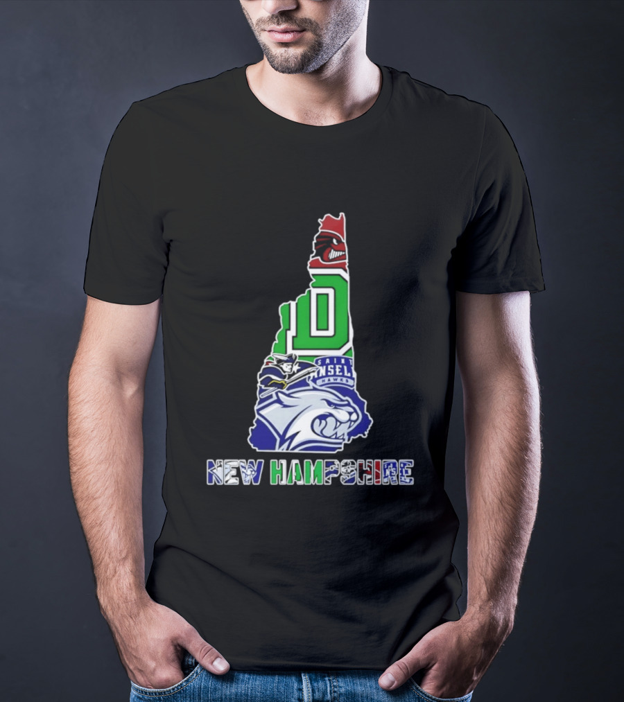 New Hampshire State Map Saint Anselm Hawks Wildcats Dartmouth Big Green 2026 T-Shirt