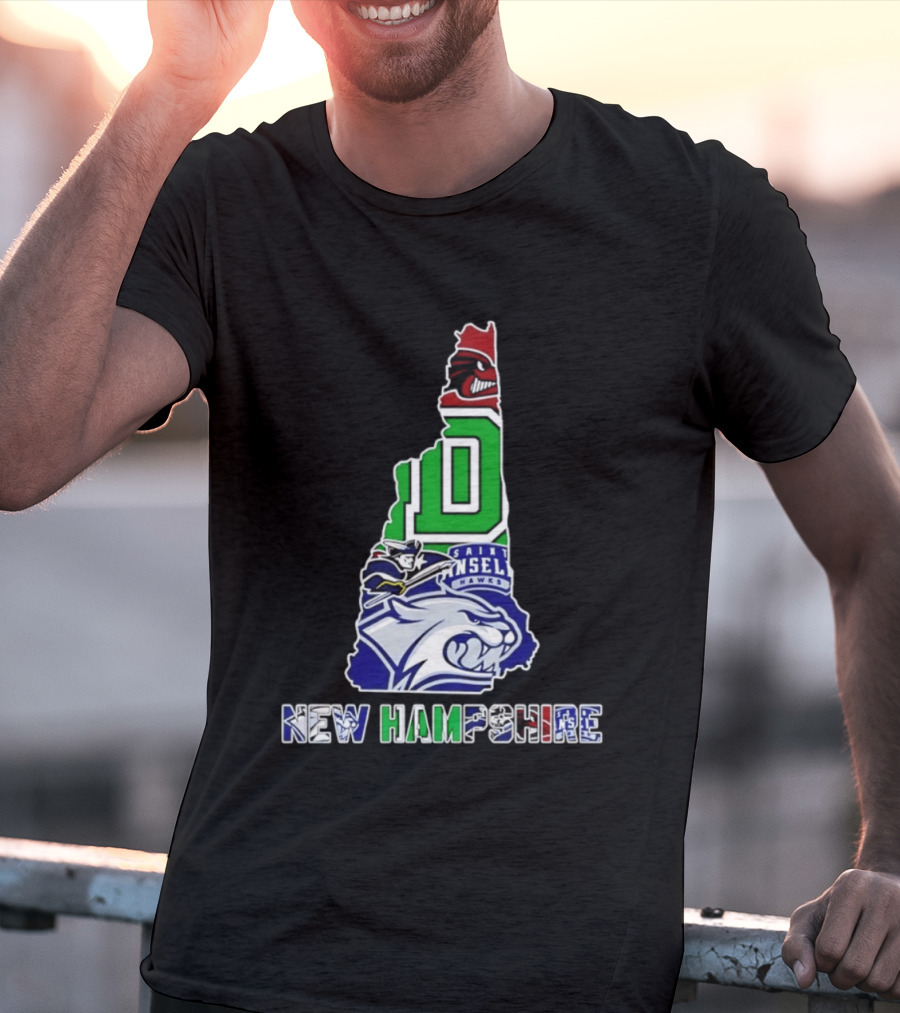New Hampshire State Map Saint Anselm Hawks Wildcats Dartmouth Big Green 2026 T-Shirt