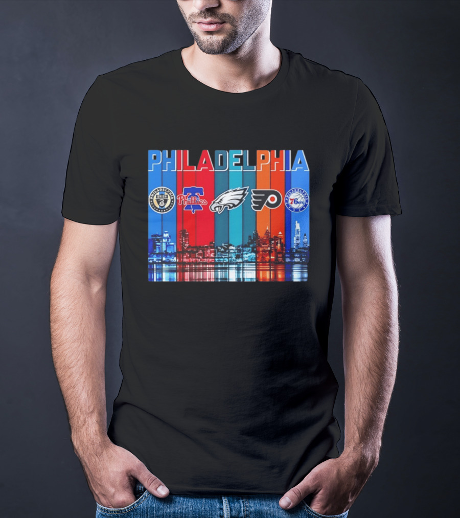 Philadelphia Union Phillies Eagles Flyers 76ers Skyline 2026 T-Shirt