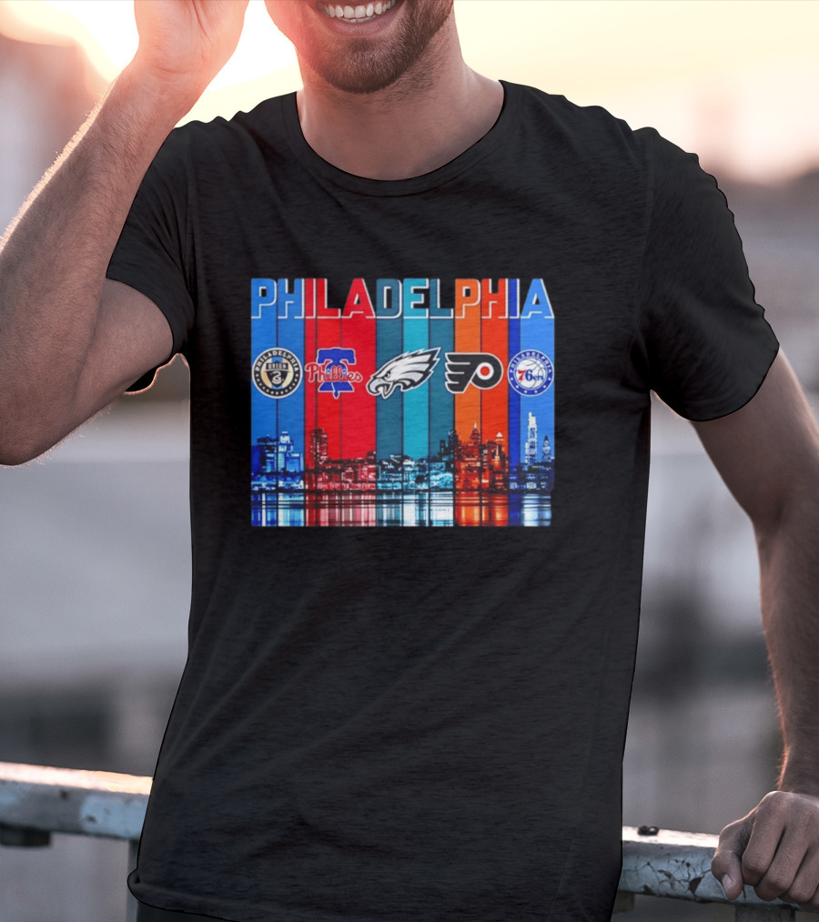 Philadelphia Union Phillies Eagles Flyers 76ers Skyline 2026 T-Shirt