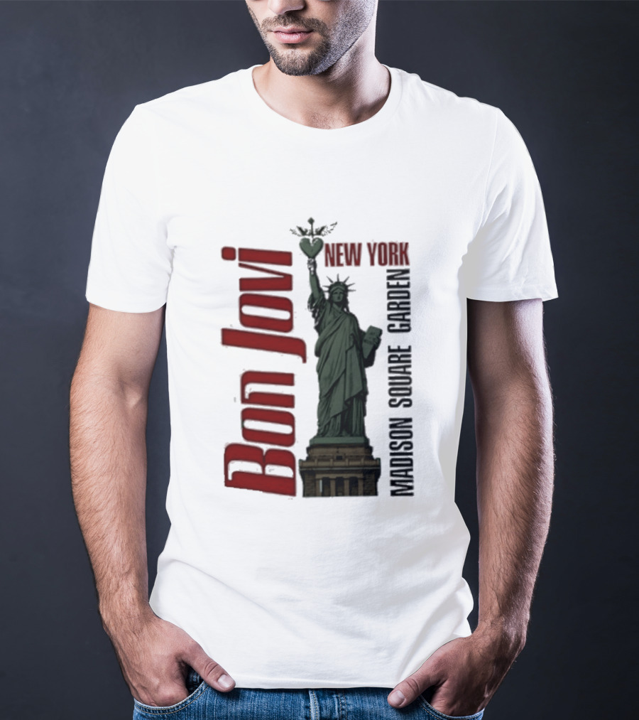 Bon Jovi Statue Of Liberty New York Madison Square Garden T-Shirt