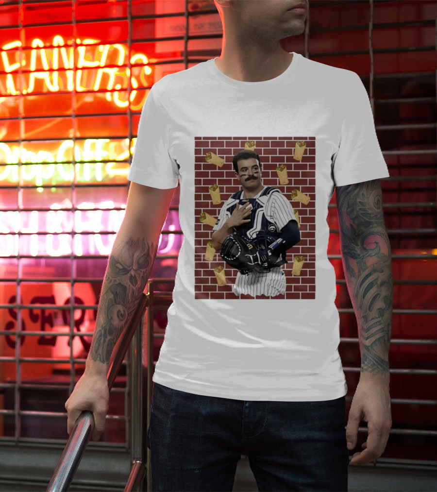 Yankees Austin Wells Catcher With Brick Wall And Burrito T-Shirt