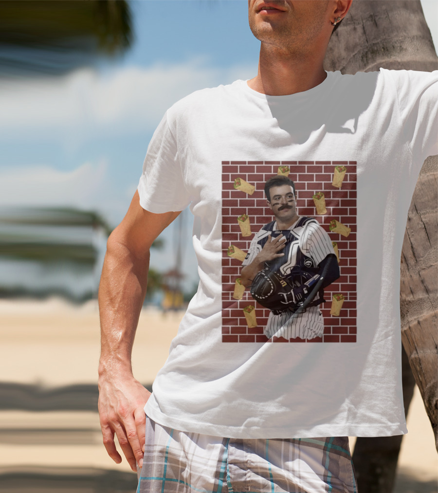 Yankees Austin Wells Catcher With Brick Wall And Burrito T-Shirt