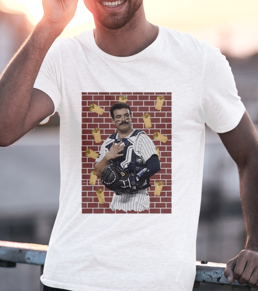Yankees Austin Wells Catcher With Brick Wall And Burrito T-Shirt