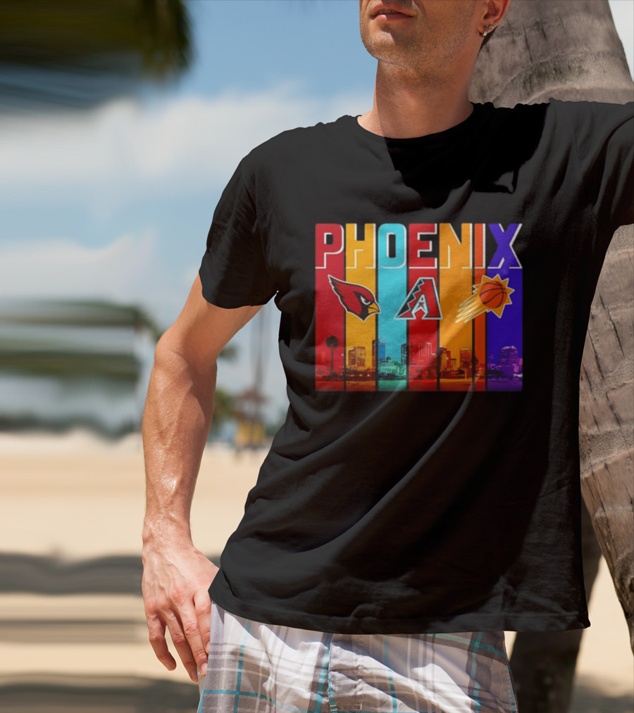 Phoenix Cardinals Diamondbacks Suns Skyline Sports Logos T-Shirt