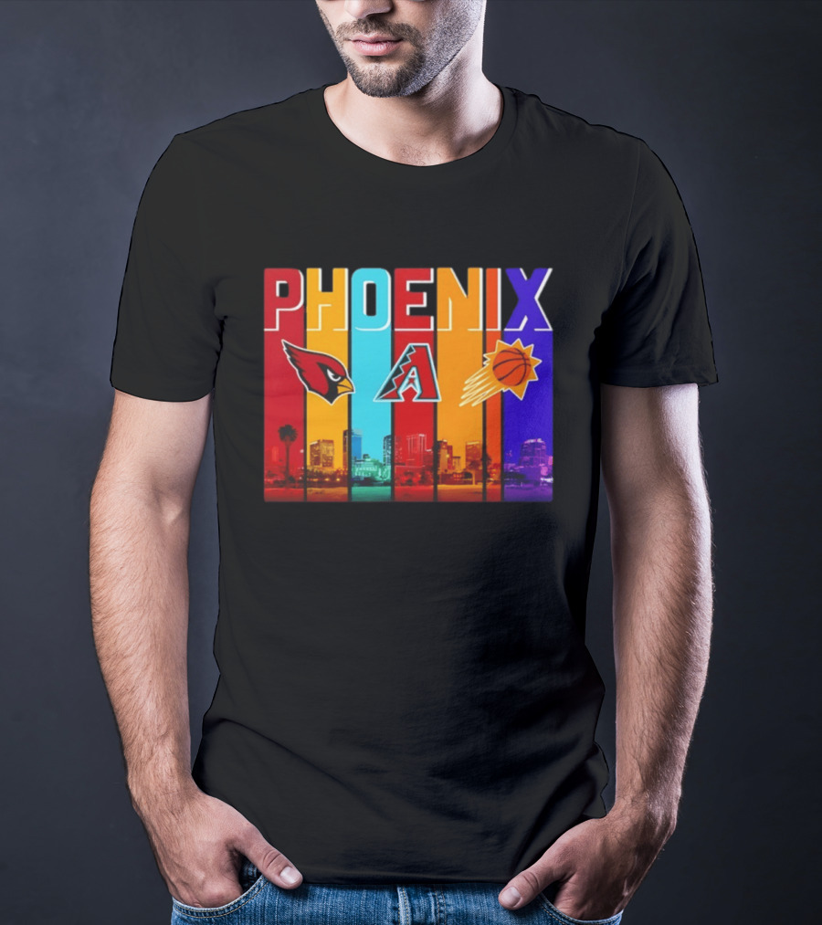 Phoenix Cardinals Diamondbacks Suns Skyline Sports Logos T-Shirt