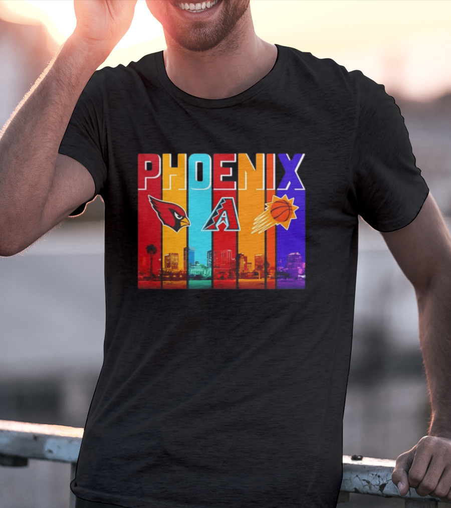 Phoenix Cardinals Diamondbacks Suns Skyline Sports Logos T-Shirt