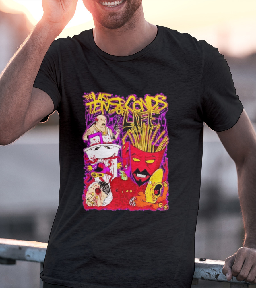 The Last Ten Seconds Of Life Aqua Teen Hunger Force Characters Frylock Master Shake Meatwad Carl T-Shirt