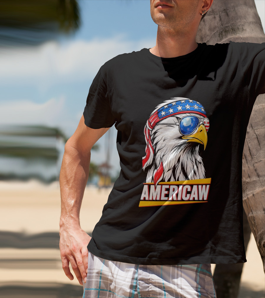 Bald Eagle Americaw Bandana American Flag USA T-Shirt