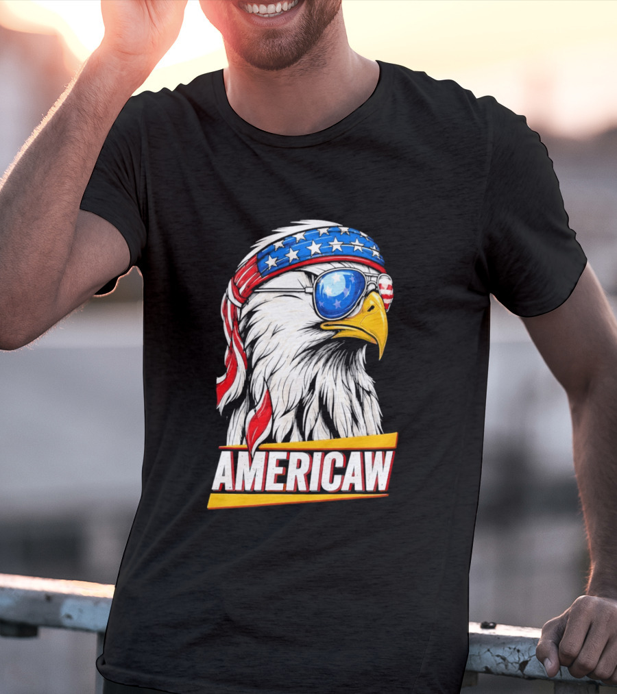 Bald Eagle Americaw Bandana American Flag USA T-Shirt