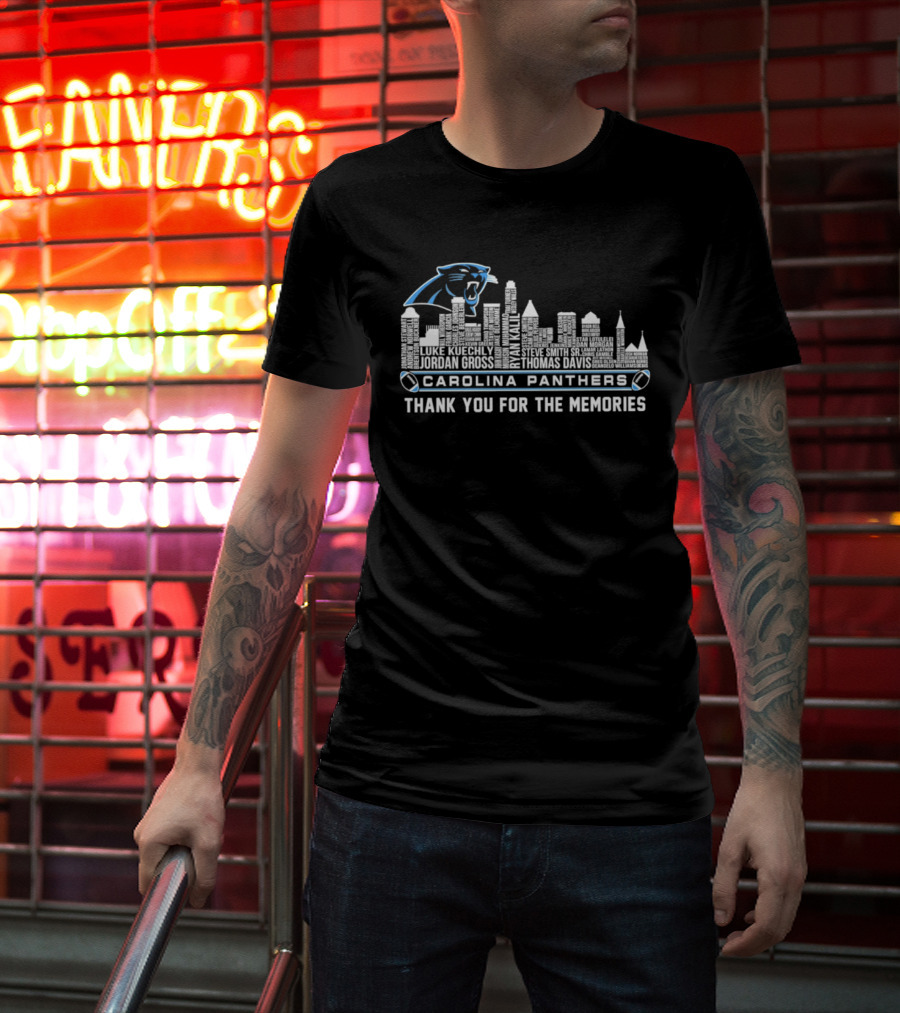 Carolina Panthers City Skyline Player Names Thank You For The Memories T-Shirt