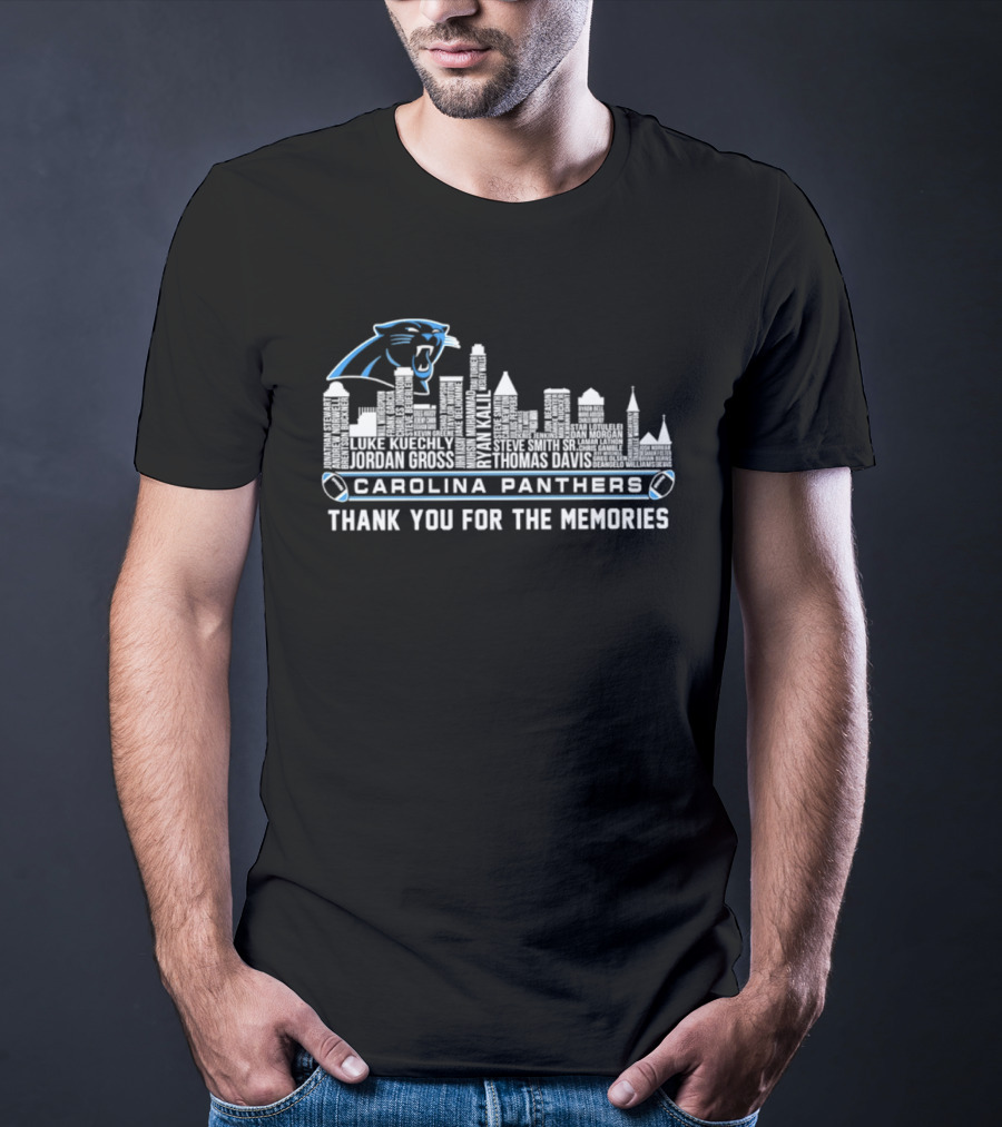 Carolina Panthers City Skyline Player Names Thank You For The Memories T-Shirt