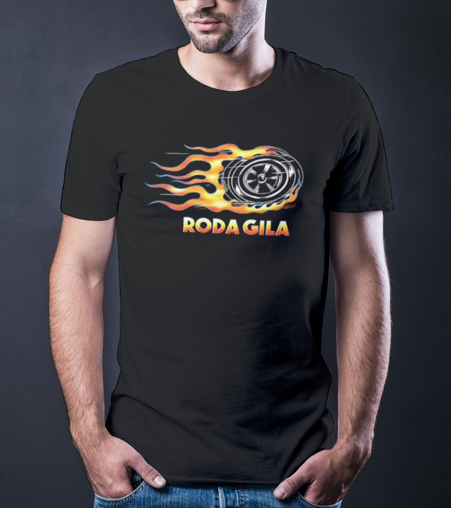 Roda Gila Kelompok Penerbang Roket Motorbike Flame Wheel Graphic 2 Sided T-Shirt