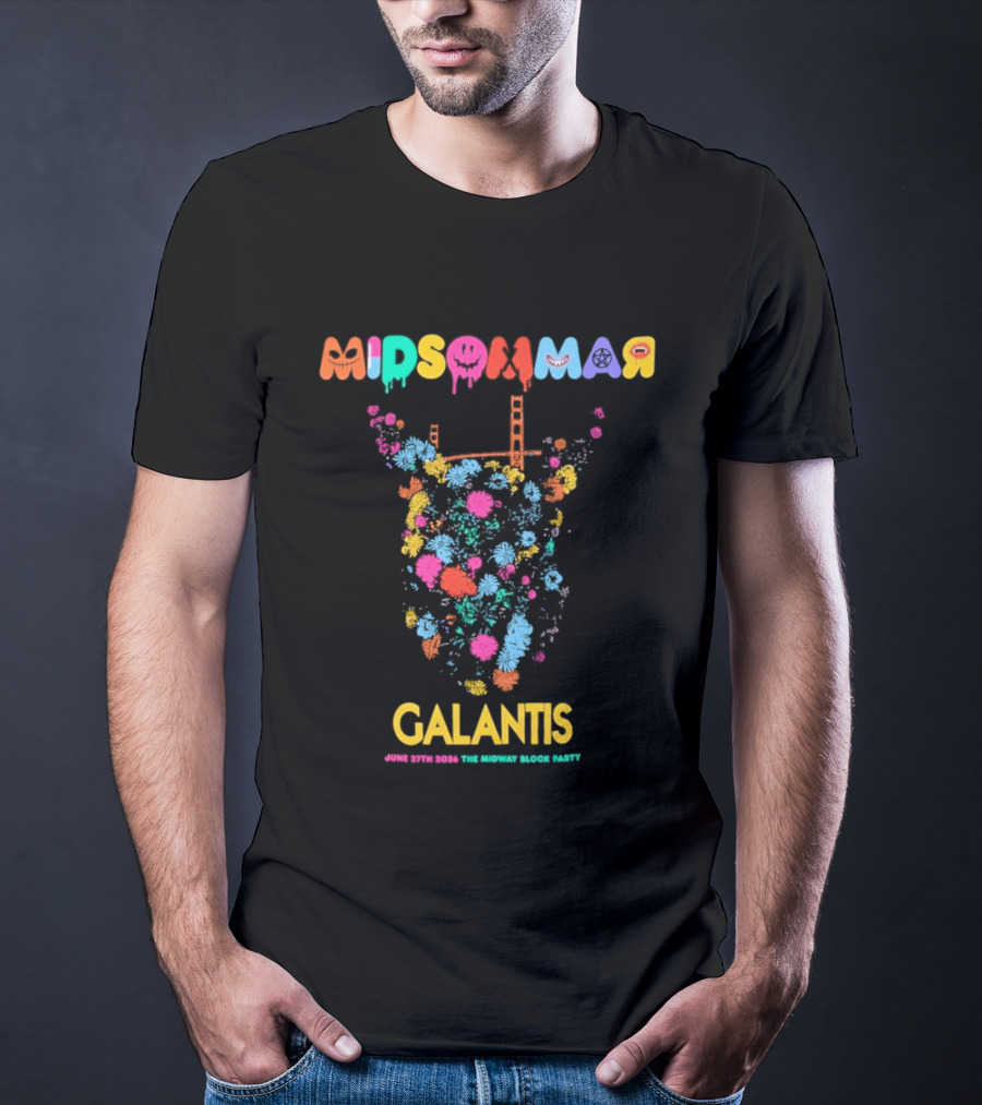 Midsommar Galantis Midway Block Party 2026 Vibrant Paint Explosion T-Shirt