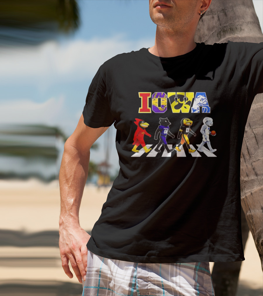 Iowa Mascots Abbey Road 2026 Cyclones Panthers Hawkeyes Bulldogs T-Shirt