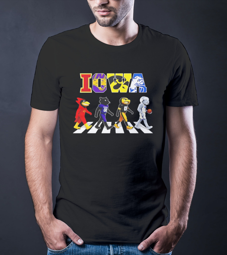 Iowa Mascots Abbey Road 2026 Cyclones Panthers Hawkeyes Bulldogs T-Shirt