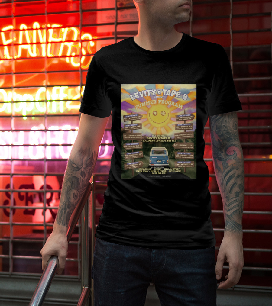 Levity & Tape B Summer Program 2026 Tour Dates Featuring Levitate B2B Set With Canabliss Effin Jkyl & Hyde T-Shirt