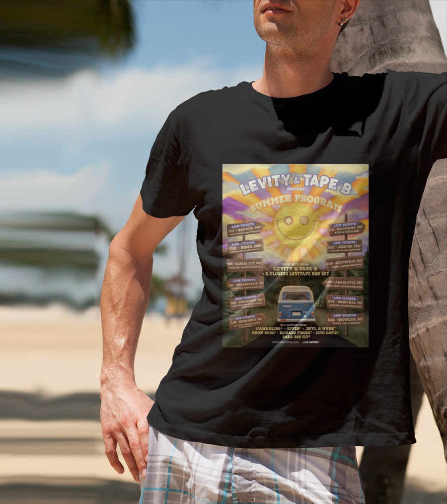 Levity & Tape B Summer Program 2026 Tour Dates Featuring Levitate B2B Set With Canabliss Effin Jkyl & Hyde T-Shirt