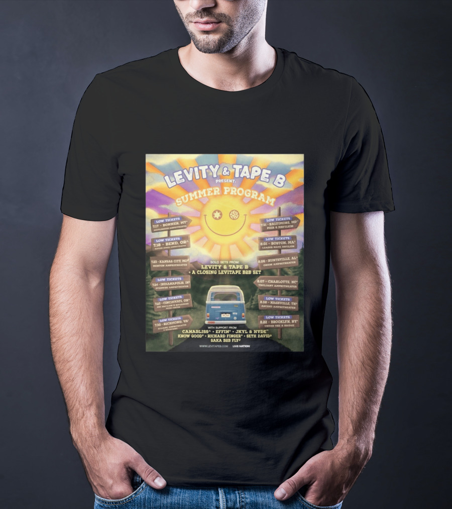 Levity & Tape B Summer Program 2026 Tour Dates Featuring Levitate B2B Set With Canabliss Effin Jkyl & Hyde T-Shirt