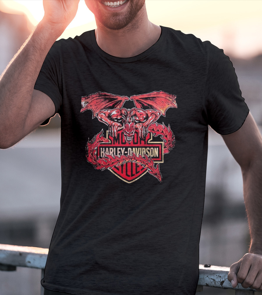 Warren Lotas Harley Davidson Gargoyle Motor Cycles T-Shirt