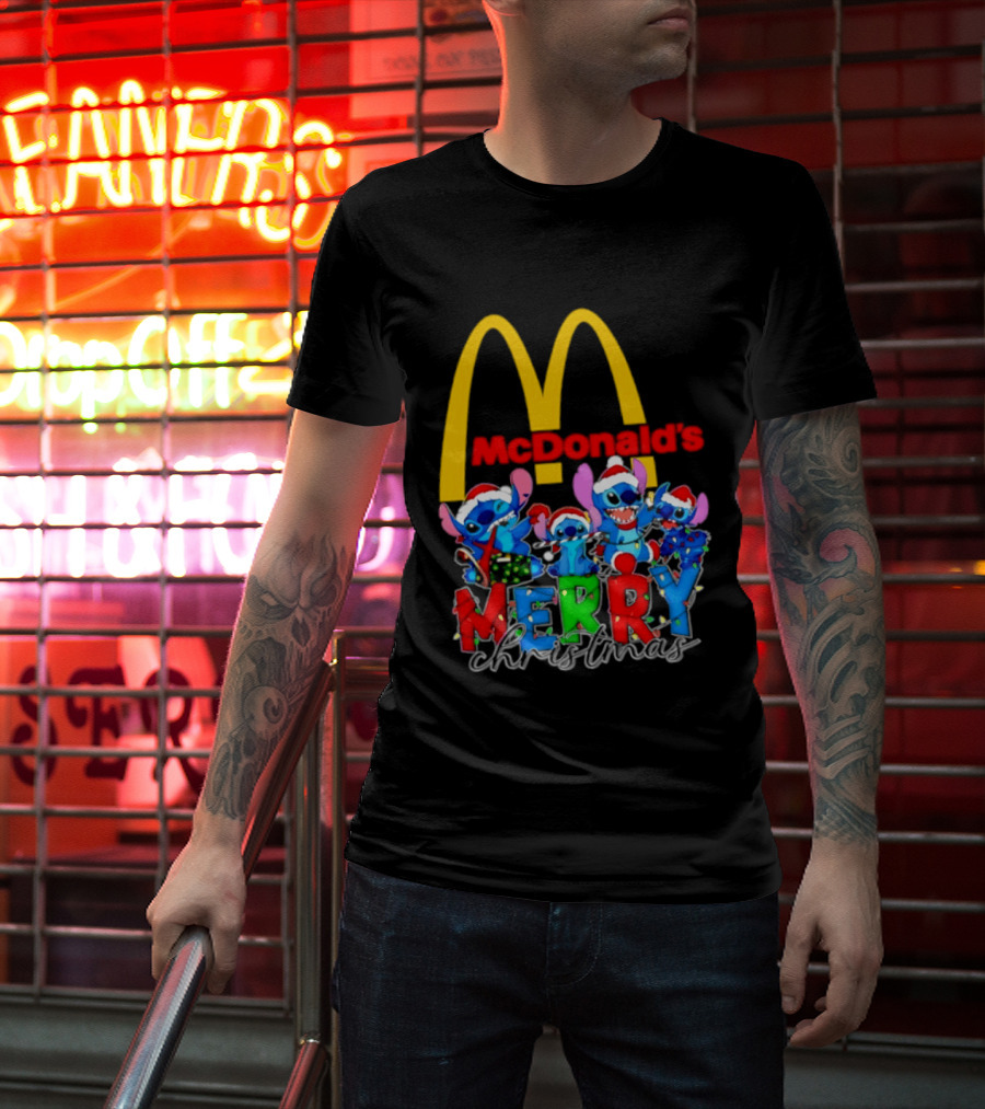 McDonald's Stitch Merry Christmas 2025 T-Shirt