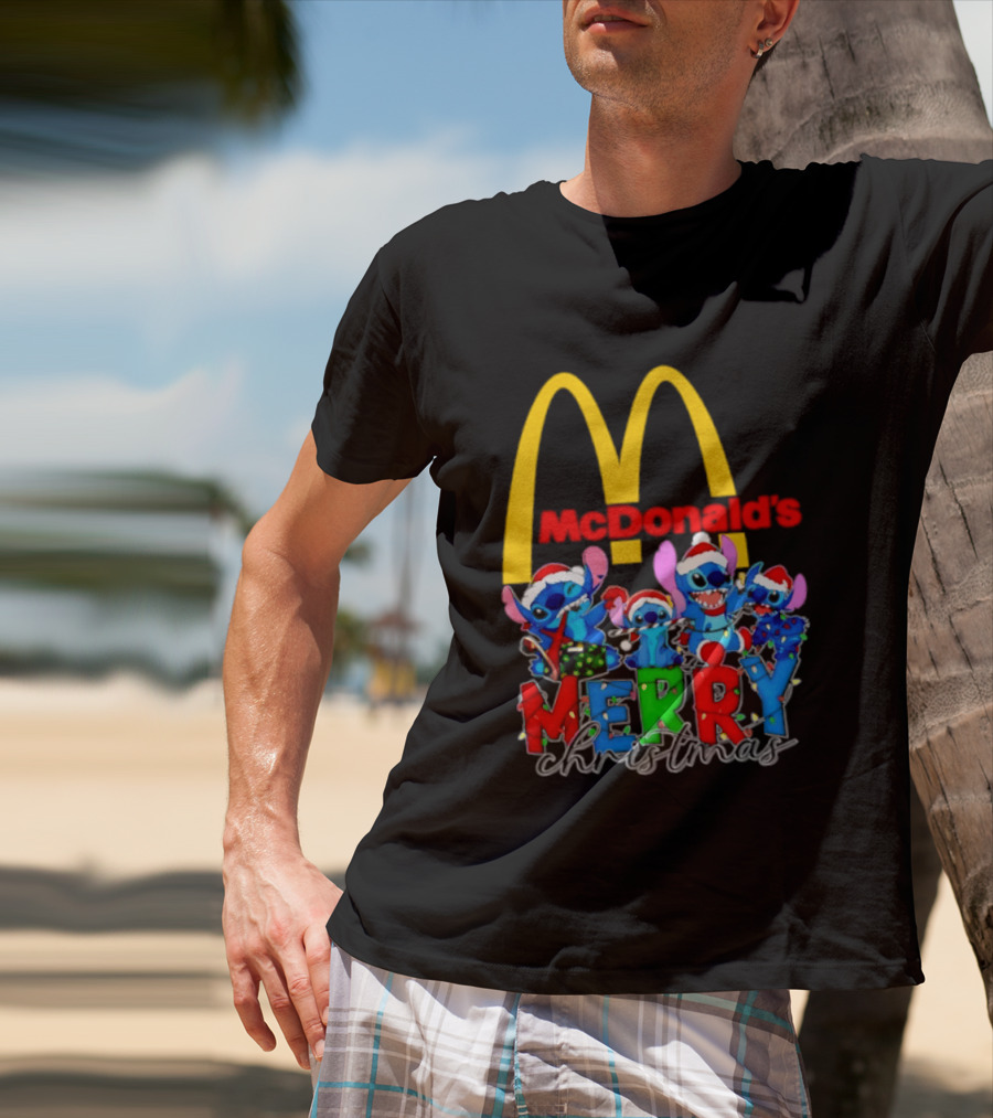 McDonald's Stitch Merry Christmas 2025 T-Shirt
