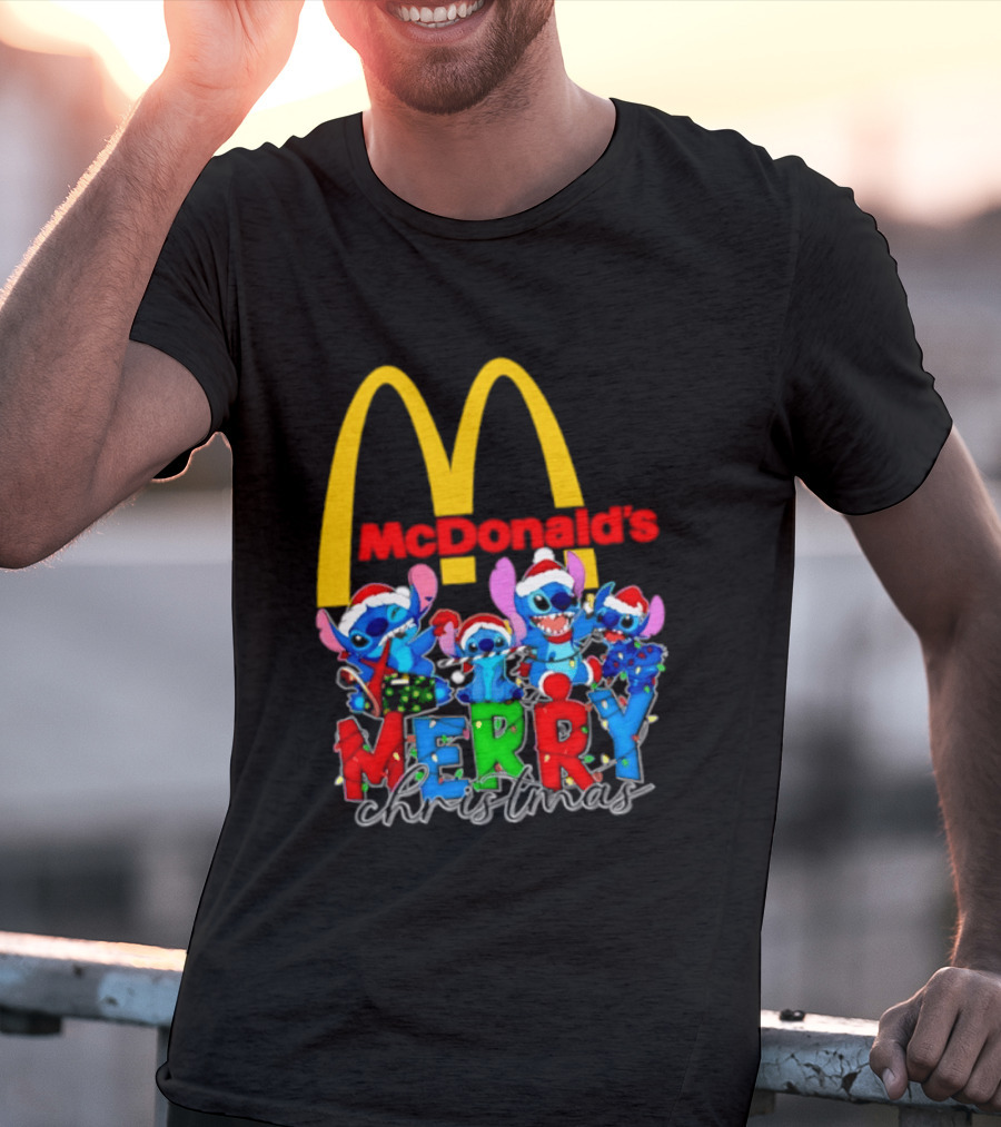 McDonald's Stitch Merry Christmas 2025 T-Shirt