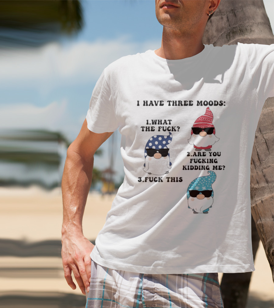 I Have Three Moods What The Fuck Are You Fucking Kidding Me Fuck This Gnome T-Shirt